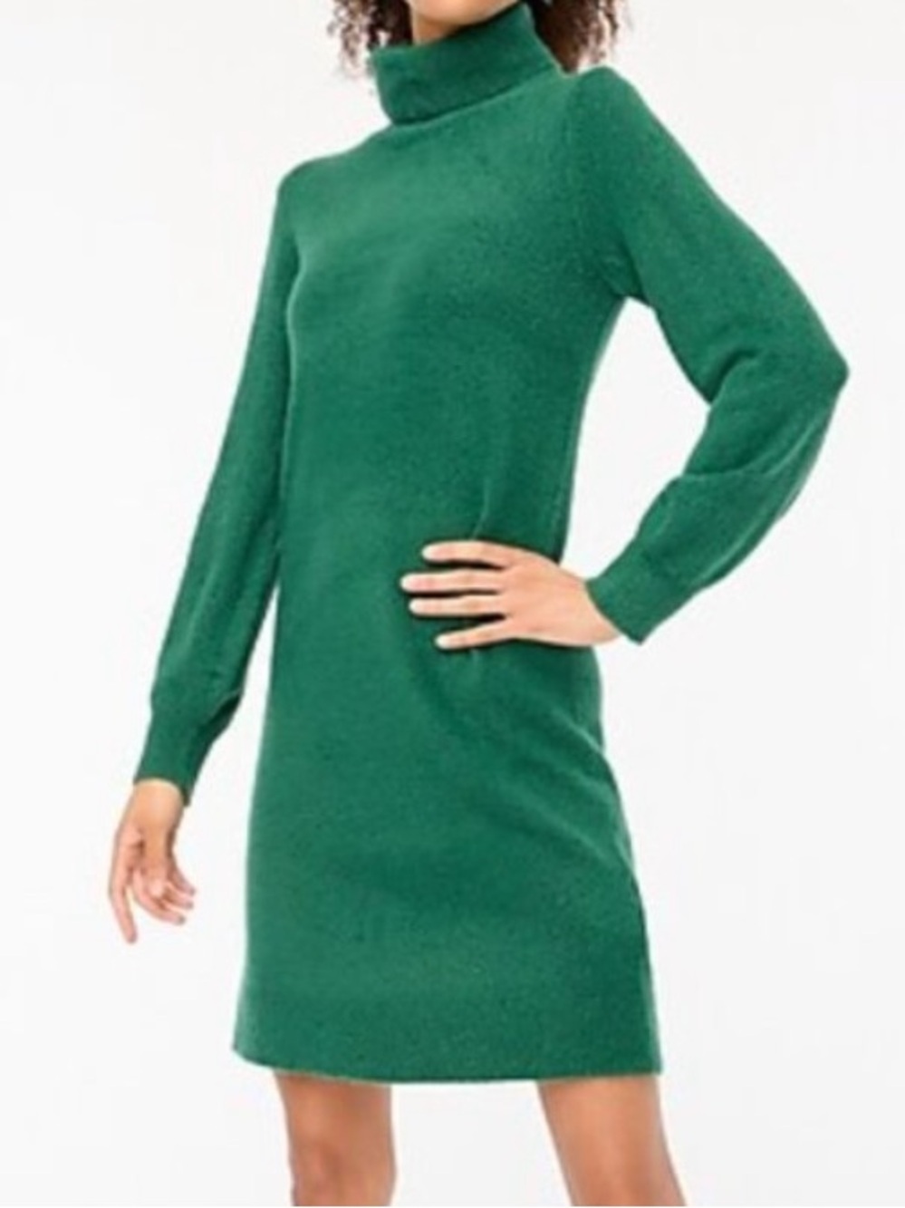 NWT J. CREW Green Turtleneck Sweater Dress Size Large Soft NEW